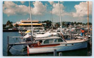 DINNER KEY, FL Florida ~ CABIN CRUISER~ MARINA  1950s Miami-Dade County Postcard