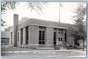 Mt. Pleasant Iowa IA Postcard RPPC Photo US Post Office Building c1940's Vintage