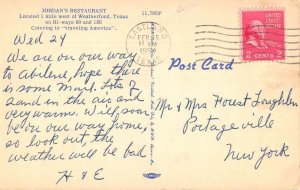 Weatherford Texas Jordan's Restaurant Vintage Postcard AA29337