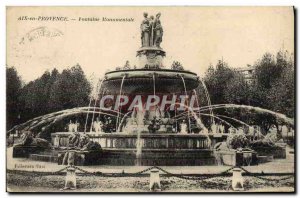 Old Postcard Aix En Provence Monumental Fountain