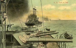 Postcard  View of U.S. Fleet of Battleships  at Sea.   Y9