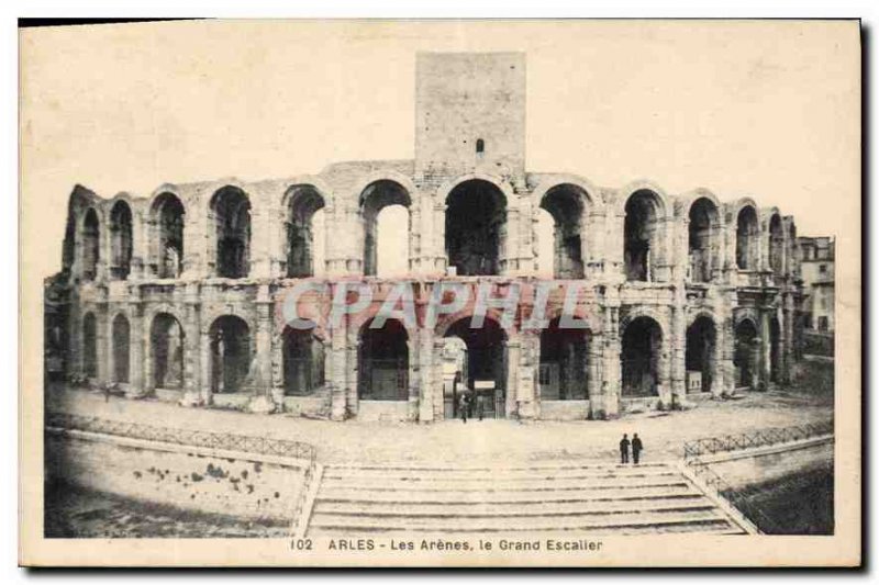 Old Postcard Arles Les Arenes the Grand Staircase