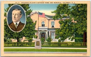 Postcard - Woodrow Wilson's Boyhood Home And Memorial - Columbia, South Carolina
