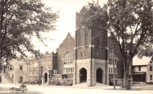 Spencer Iowa~Grace M E Church Corner View~Double Entryway~1946 RPPC Postcard