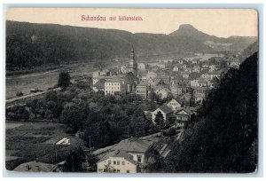 c1910 Schandau mit Lilienstein Saxony Southeastern Germany Antique Postcard