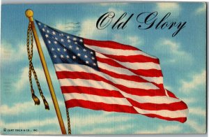 Patriotic U.S. Flag, Old Glory c1943 Vintage Linen Postcard F26