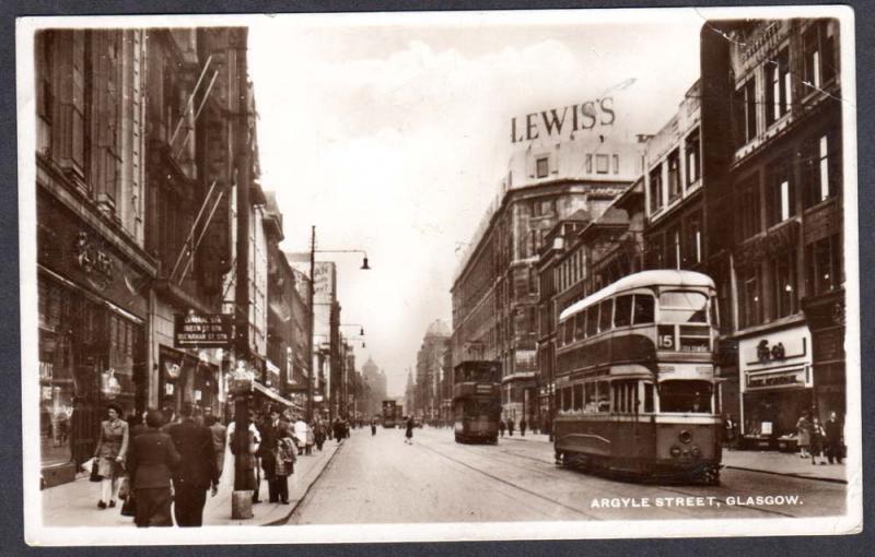 Glasgow Scotland Argysle Street View Vintage RPPC