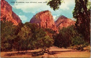 Angels Landing Zion National Park Utah UT Postcard PM Cancel WOB Note VTG 