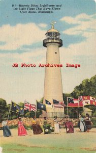 MS, Biloxi, Mississippi, Light House, Eight Flags, Curteich No 2C-H822