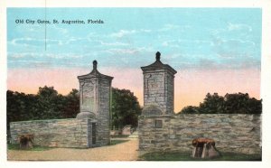 Vintage Postcard Old City Gates Historical Landmark St. Augustine Florida E. C.