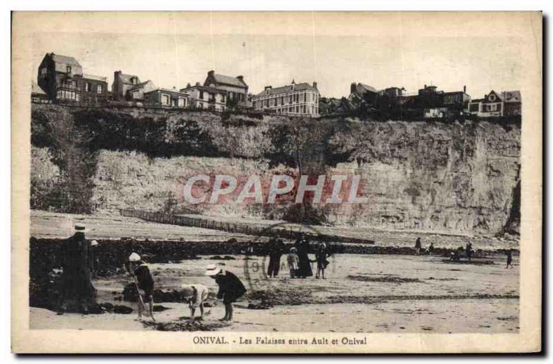 Old Postcard Onival Cliffs Between Ault and Onival Children