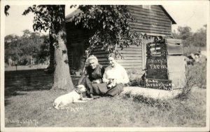 East Greenbush NY Sharp Family Farm 1917 Real Photo Postcard WOMEN & DOG