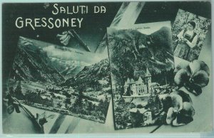 97335 - vintage postcard - AOSTA province - GRESSONEY Saluti 1920-