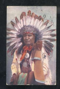 RAPHAEL TUCK INDIAN CHIEFS SERIES HOLLOW HORN LIVINGSTON MONTANA POSTCARD