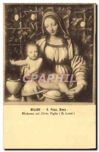 Old Postcard Milano R Pinac Brera Madonna Col divine Figlio B Luini