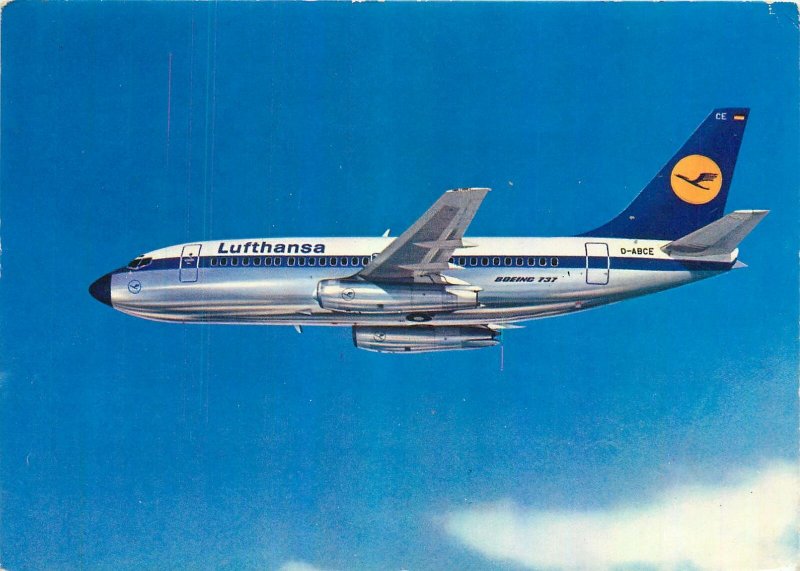 Postcard Transportation Air Lufthansa boeing 737 city jet aircraft plane