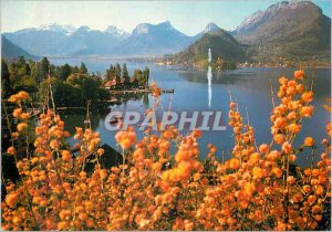 Modern Postcard Lake Annecy in the Decor Petit Lac