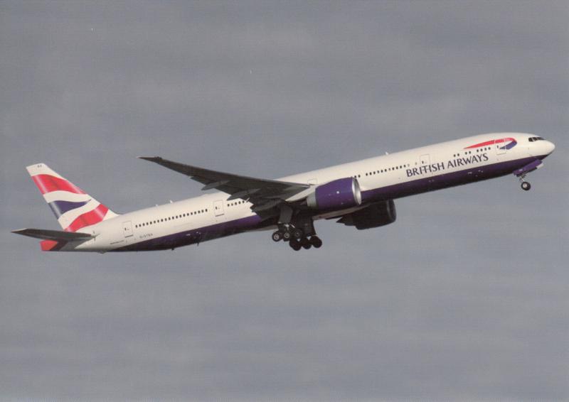 BRITISH AIRWAYS, Boeing 777-336 ER, taking off at London, unused Postcard