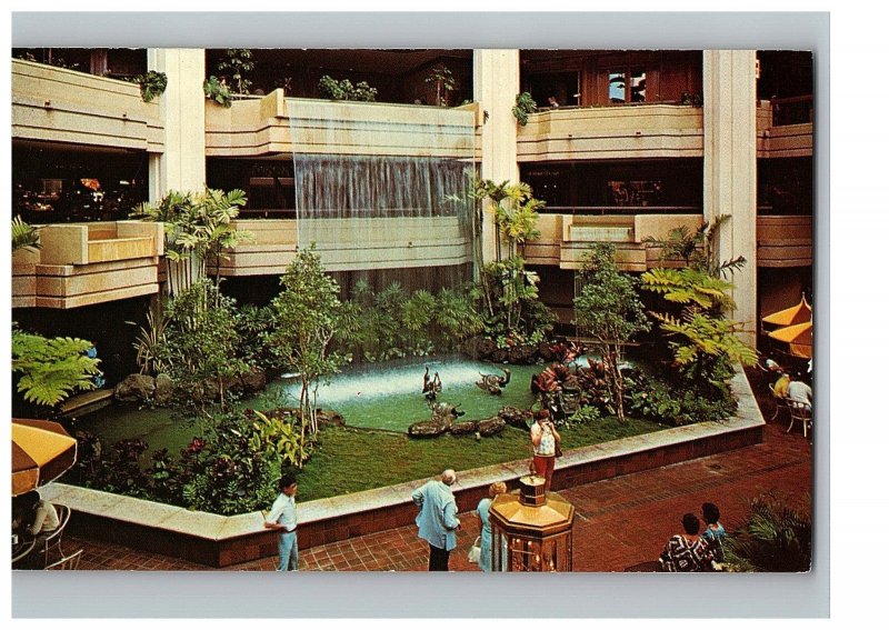 Hemmeter Center Hyatt Regency Hotel Water Fall and Pool Waikiki Hawaii Postcard