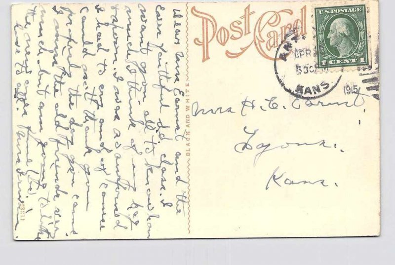 ANTIQUE POSTCARD KANSAS ANTHONY COURT HOUSE EXTERIOR VIEW 1915 CLOCK TOWER