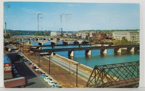 Des Moines Iowa Railroad Bridges Riverfront Postcard N2