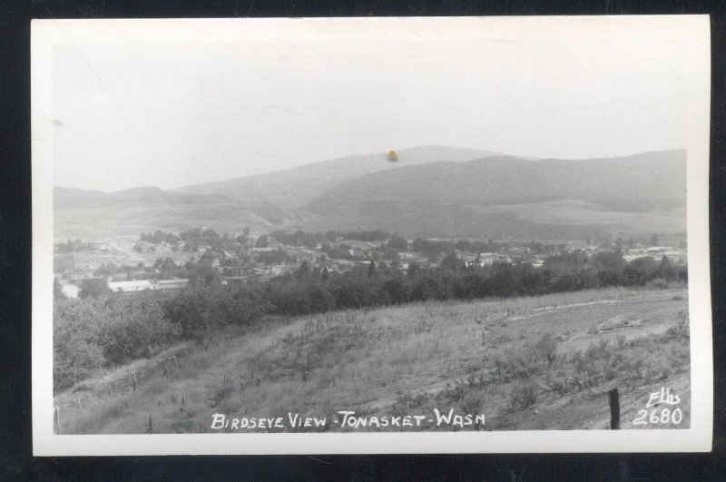 RPPC TONASKET WASHINGTON BIRDSEYE VIEW ELLIS 2680 REAL PHOTO POSTCARD