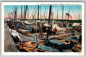 Sponge Fleet In Harbor, Fishing Boats, Tarpon Springs, Florida Postcard