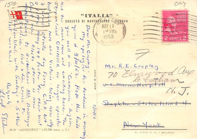 Augustus Italian Line Ship 