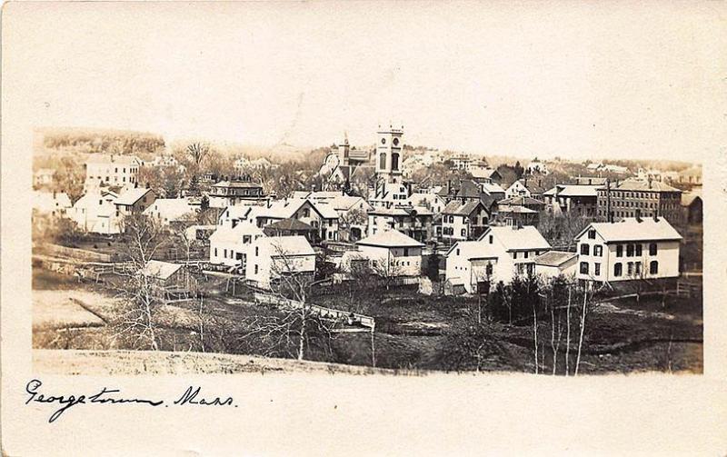 Georgetown MA Birdseye View RPPC Postcard