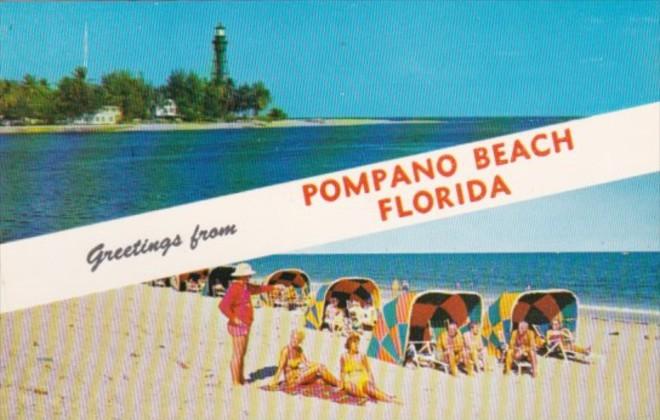 Florida Greetings From Pompano Beach Showing Lighthouse