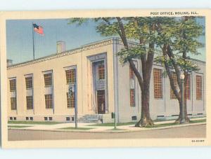 Unused Linen POST OFFICE SCENE Moline Illinois IL hs1304