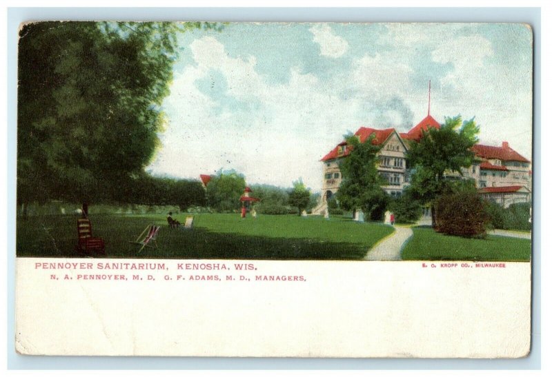 1913 View Of Pennoyer Sanitarium Kenosha Wisconsin WI Posted Antique Postcard