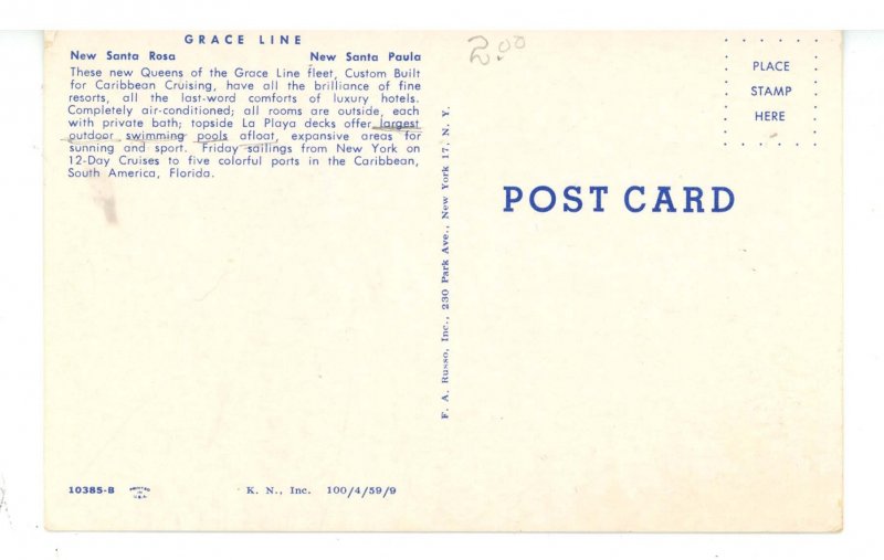 Grace Line - SS Santa Rosa