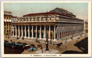 Bordeaux - Le Grand Theatre France Opera House Cars Monument Postcard