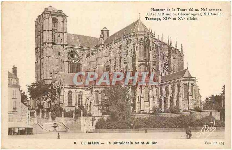 Old Postcard Le Mans Cathedral Saint Julien