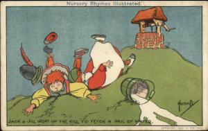 Nursery Rhyme Jack & Jill - JOHN HASSALL Davidson Bros c1910 Postcard