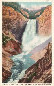 Vintage Postcard Great Falls Yellowstone Canyon Yellowstone National Park WY