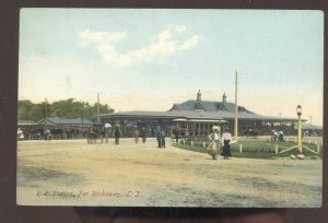 ROCKAWAY LONG ISLAND NEW YORK NY RAILROAD DEPOT STATION VINTAGE POSTCARD