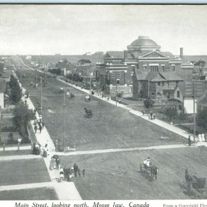 c1900s Moose Jaw, Sask. North Main St Birds Eye Postcard Horse Carriage Road A51