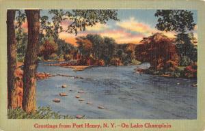 Port Henry New York Lake Champlain Waterfront Antique Postcard K88782