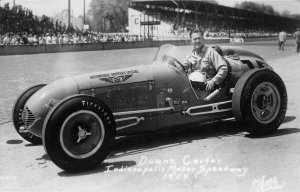 RPPC DUANE CARTER INDIANAPOLIS MOTOR SPEEDWAY RACE CAR REAL PHOTO POSTCARD 1954