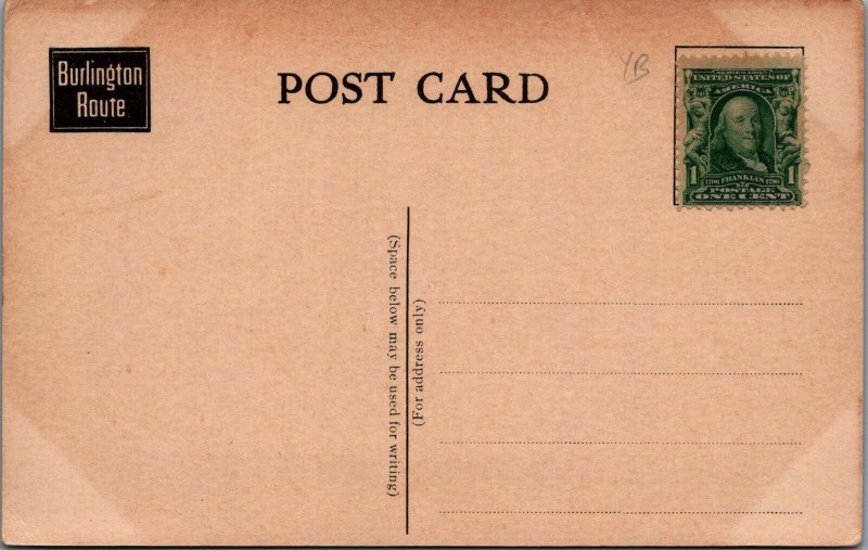 Railroad Postcard Burlington Station Omaha Nebraska 1908