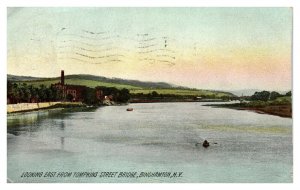 1909 Looking East from Tompkins Street Bridge, Binghamton, NY Postcard *5N(3)29