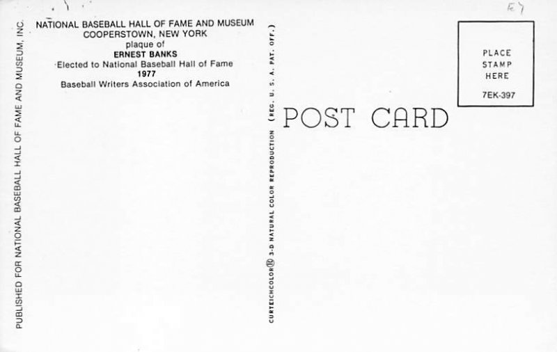 Ernest Banks Cooperstown, New York, USA Baseball Unused 