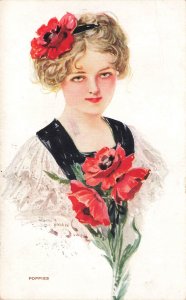 Artist Yman Dowell Poppies R. P. O. Cancel in 1912 Postcard