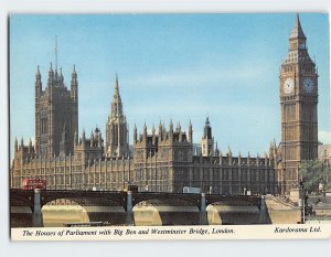 Postcard The Houses of Parliament with Big Ben and Westminster Bridge, England