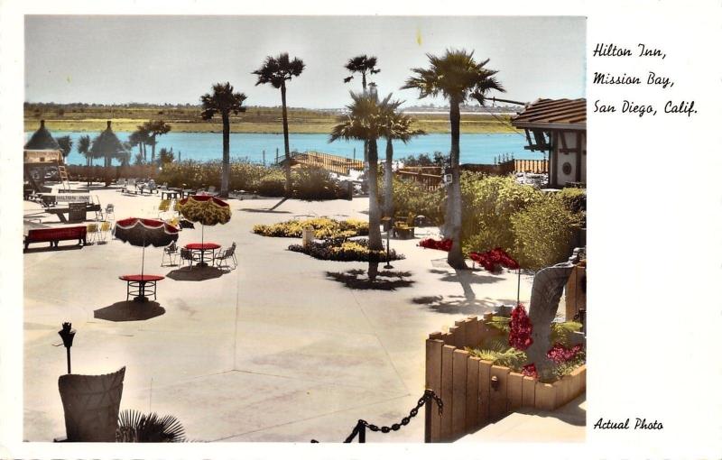 San Diego California Mission Bay Hilton Inn Patio Umbrellas 1960s