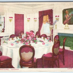 c1910s Chicago, IL Blackstone Hotel French Dining Room Interior PC Pink Vtg A323