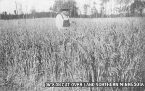 Agriculture Farming 1913 Oats Cut Land MINNESOTA RPPC real photo postcard 3639