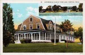 Pontiac Michigan Automobile Club at Pine Lake MI Unused Postcard E80